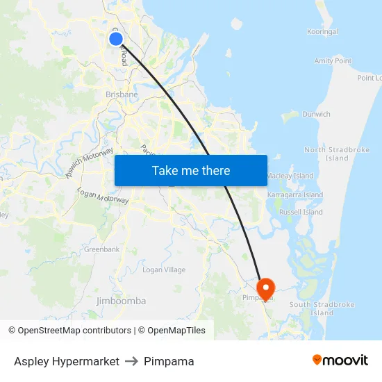 Aspley Hypermarket to Pimpama map