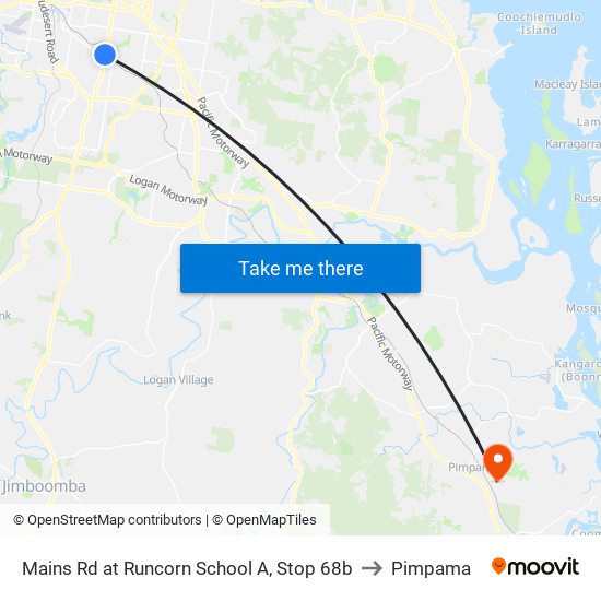 Mains Rd at Runcorn School A, Stop 68b to Pimpama map