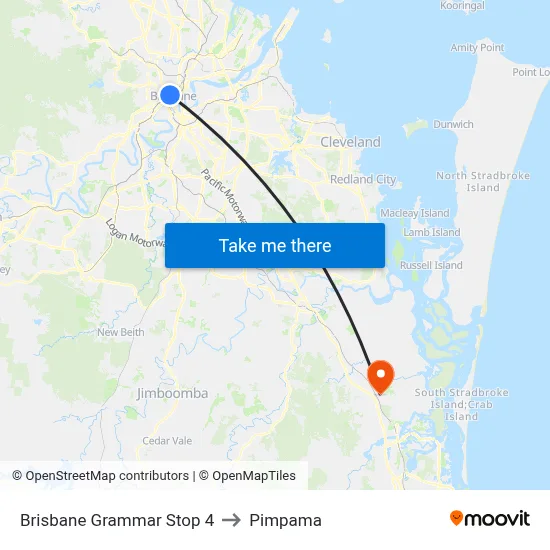 Brisbane Grammar Stop 4 to Pimpama map