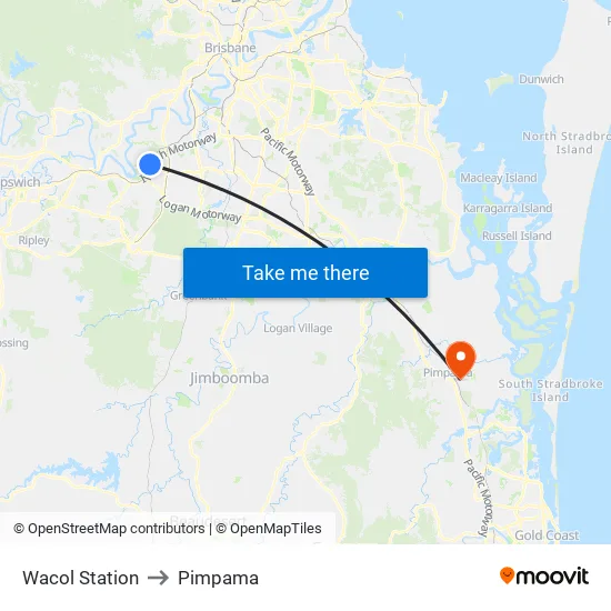 Wacol Station to Pimpama map
