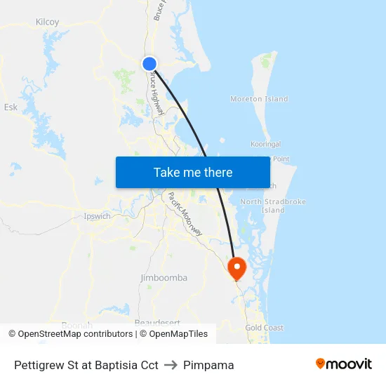 Pettigrew St at Baptisia Cct to Pimpama map