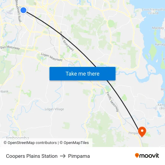 Coopers Plains Station to Pimpama map