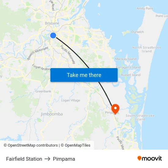 Fairfield Station to Pimpama map