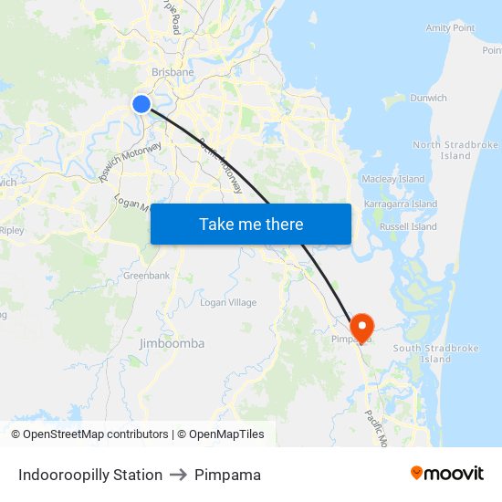 Indooroopilly Station to Pimpama map
