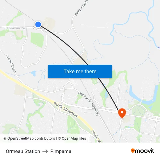 Ormeau Station to Pimpama map