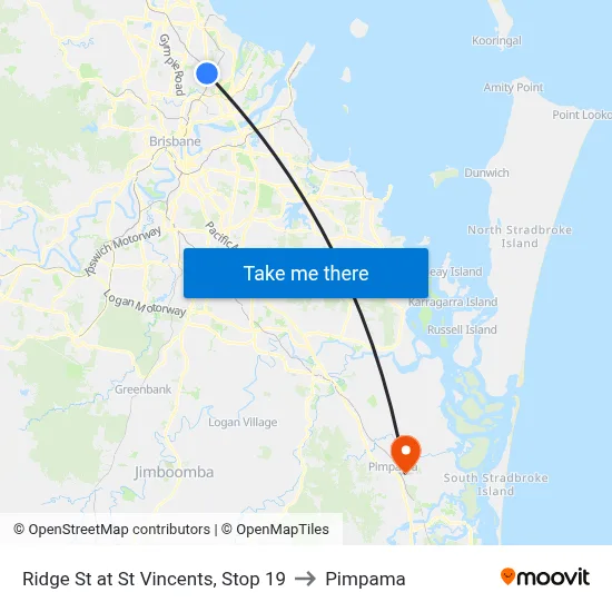 Ridge St at St Vincents, Stop 19 to Pimpama map