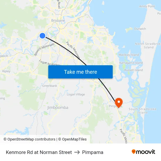 Kenmore Rd at Norman Street to Pimpama map