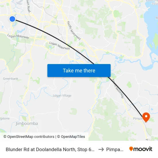 Blunder Rd at Doolandella North, Stop 61a to Pimpama map