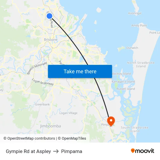 Gympie Rd at Aspley to Pimpama map