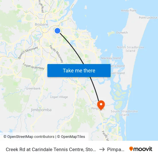 Creek Rd at Carindale Tennis Centre, Stop 46 to Pimpama map