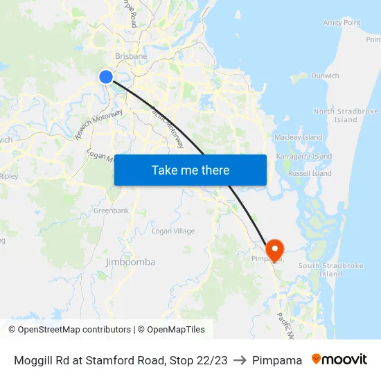 Moggill Rd at Stamford Road, Stop 22/23 to Pimpama map