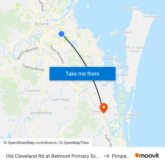 Old Cleveland Rd at Belmont Primary School to Pimpama map