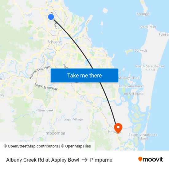 Albany Creek Rd at Aspley Bowl to Pimpama map