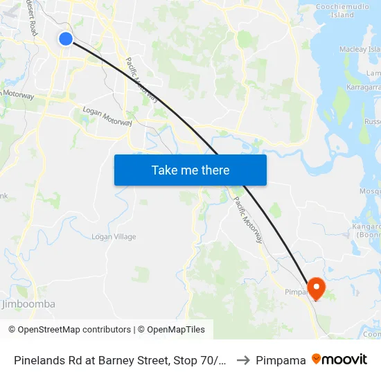 Pinelands Rd at Barney Street, Stop 70/71 to Pimpama map