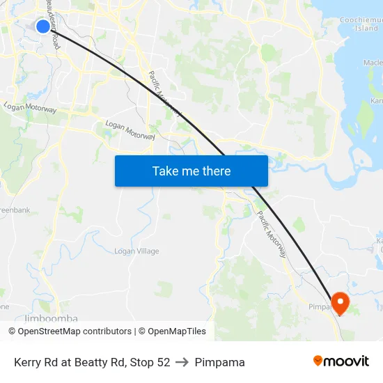 Kerry Rd at Beatty Rd, Stop 52 to Pimpama map