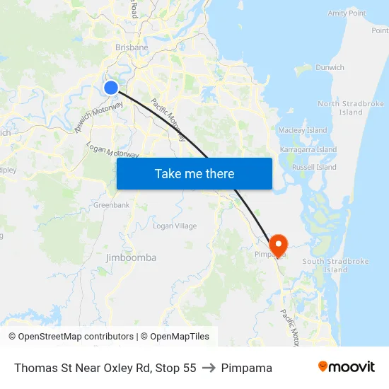Thomas St Near Oxley Rd, Stop 55 to Pimpama map