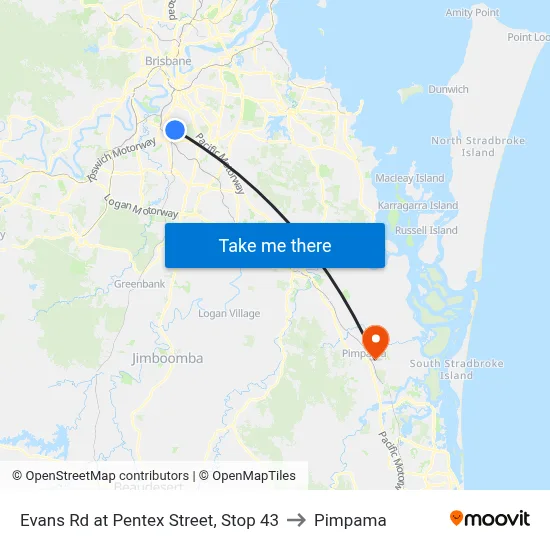 Evans Rd at Pentex Street, Stop 43 to Pimpama map