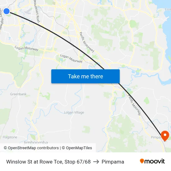 Winslow St at Rowe Tce, Stop 67/68 to Pimpama map
