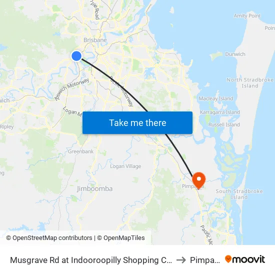 Musgrave Rd at Indooroopilly Shopping Ctr, Stop F to Pimpama map