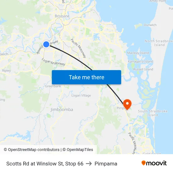 Scotts Rd at Winslow St, Stop 66 to Pimpama map