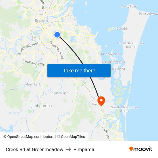Creek Rd at Greenmeadow to Pimpama map