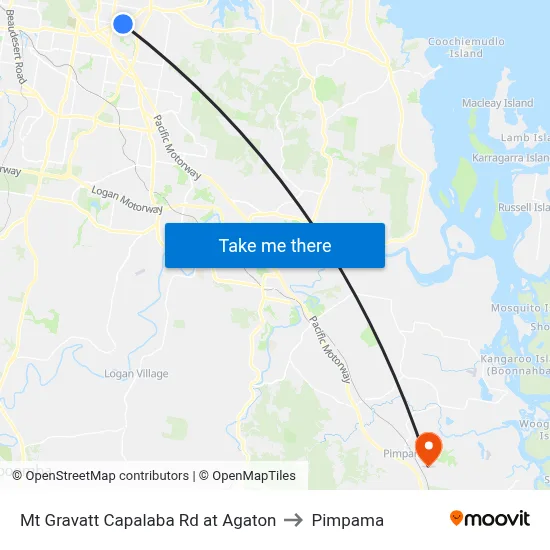 Mt Gravatt Capalaba Rd at Agaton to Pimpama map