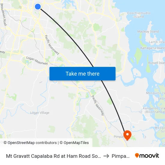 Mt Gravatt Capalaba Rd at Ham Road South to Pimpama map