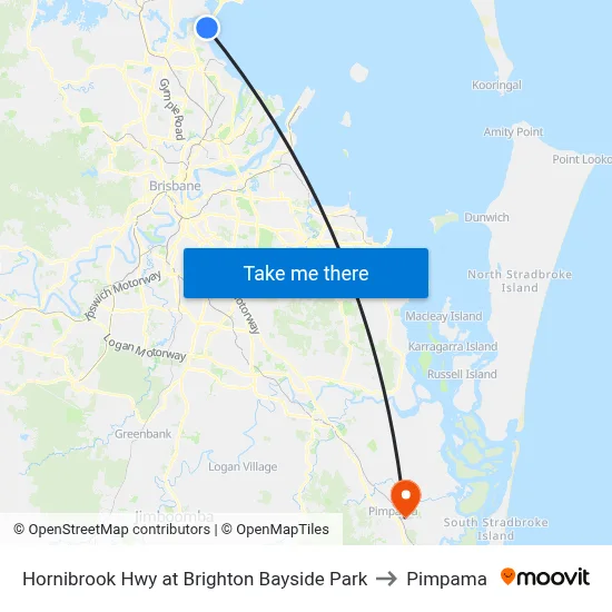 Hornibrook Hwy at Brighton Bayside Park to Pimpama map