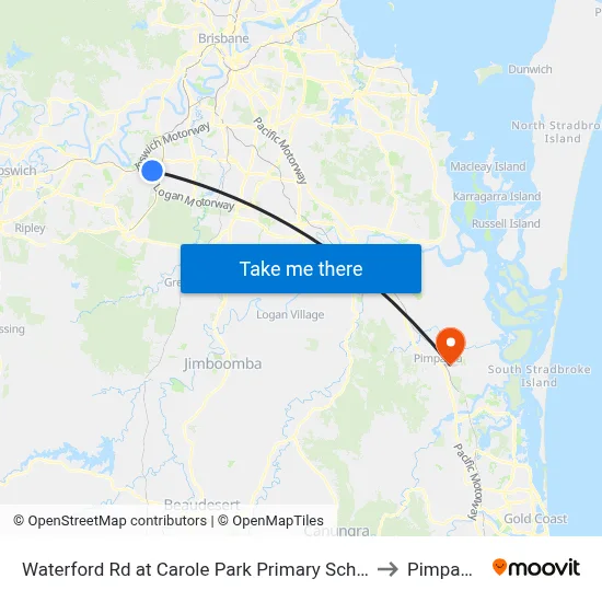 Waterford Rd at Carole Park Primary School to Pimpama map