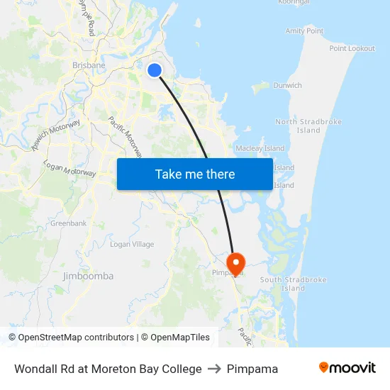 Wondall Rd at Moreton Bay College to Pimpama map