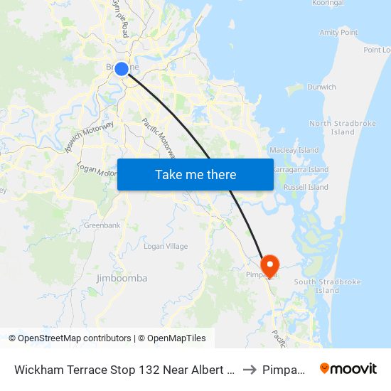 Wickham Terrace Stop 132 Near Albert St to Pimpama map