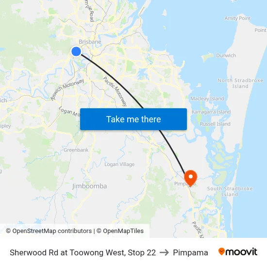 Sherwood Rd at Toowong West, Stop 22 to Pimpama map