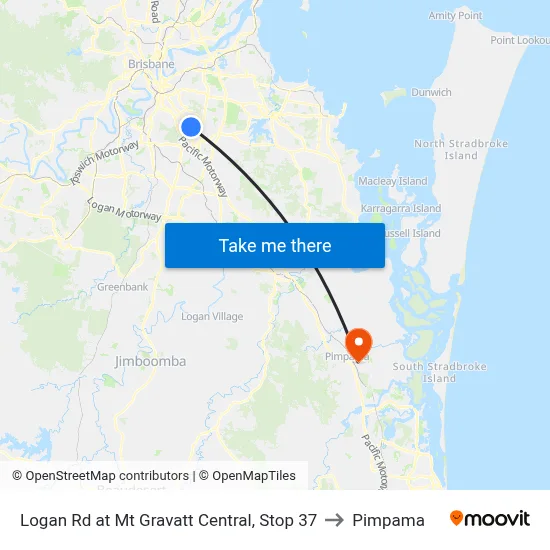 Logan Rd at Mt Gravatt Central, Stop 37 to Pimpama map