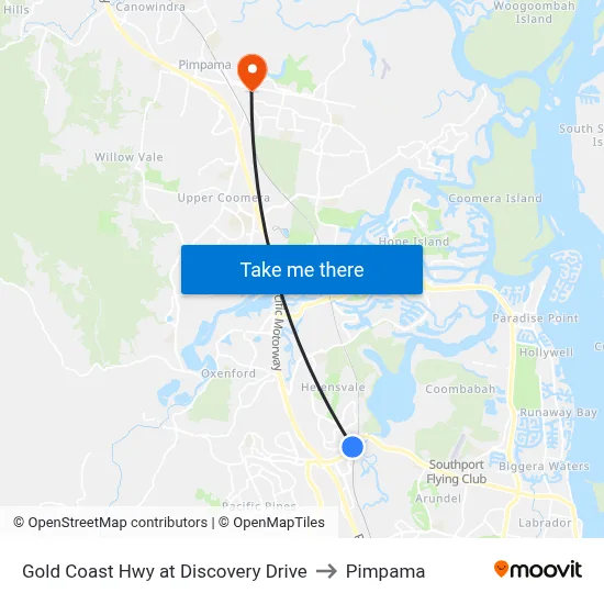 Gold Coast Hwy at Discovery Drive to Pimpama map