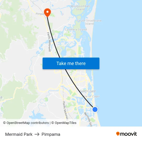 Mermaid Park to Pimpama map
