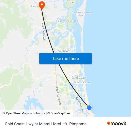 Gold Coast Hwy at Miami Hotel to Pimpama map