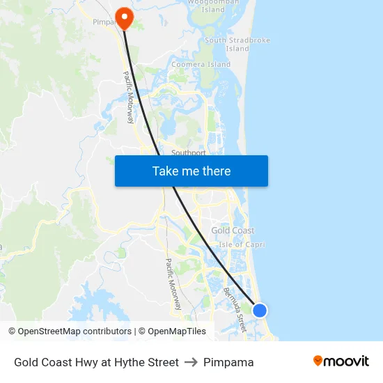 Gold Coast Hwy at Hythe Street to Pimpama map