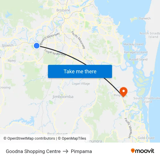 Goodna Shopping Centre to Pimpama map