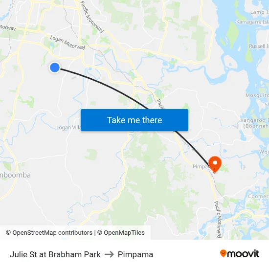 Julie St at Brabham Park to Pimpama map