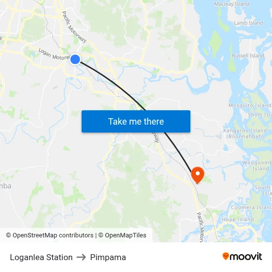 Loganlea Station to Pimpama map