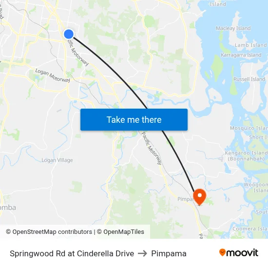 Springwood Rd at Cinderella Drive to Pimpama map