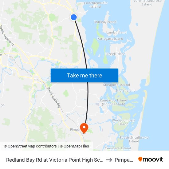 Redland Bay Rd at Victoria Point High School to Pimpama map