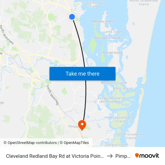 Cleveland Redland Bay Rd at Victoria Point High School to Pimpama map