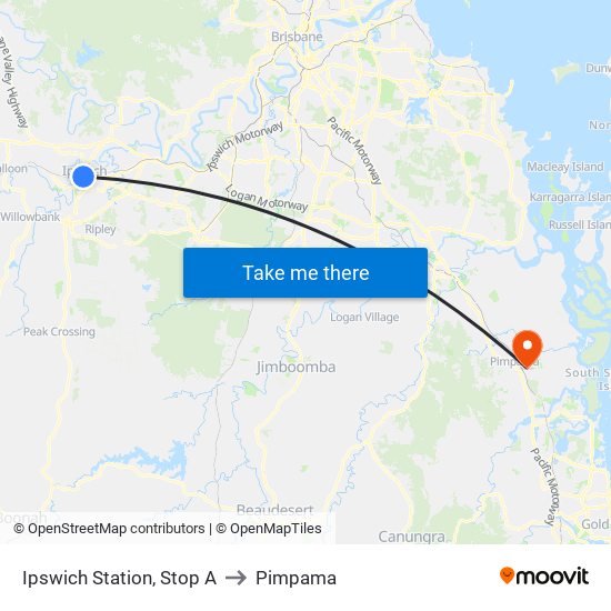 Ipswich Station, Stop A to Pimpama map
