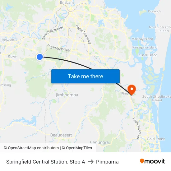 Springfield Central Station, Stop A to Pimpama map