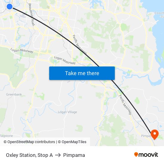 Oxley Station, Stop A to Pimpama map