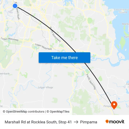 Marshall Rd at Rocklea South, Stop 41 to Pimpama map