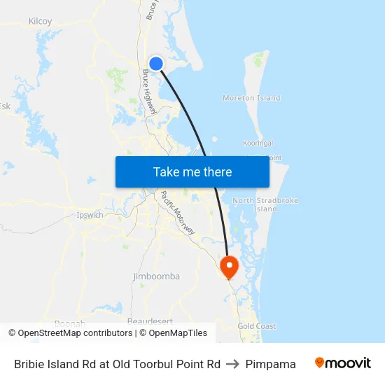 Bribie Island Rd at Old Toorbul Point Rd to Pimpama map