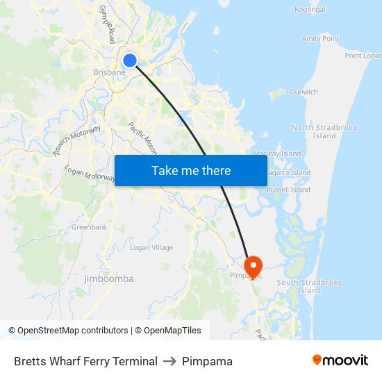 Bretts Wharf Ferry Terminal to Pimpama map