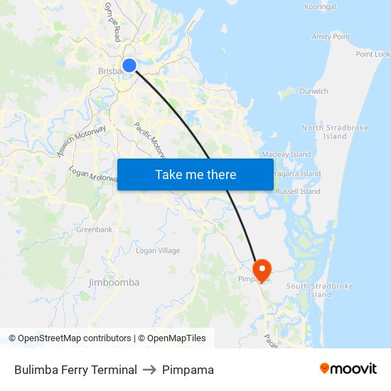 Bulimba Ferry Terminal to Pimpama map